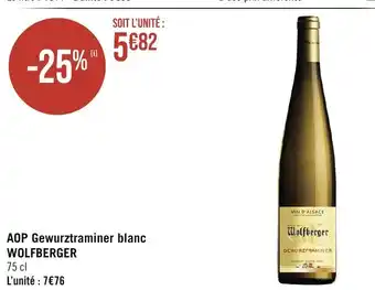 Casino Supermarchés AOP Gewurztraminer blanc WOLFBERGER offre