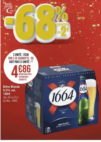 Casino Supermarchés Bière Blonde 5.5% vol. 1664 offre