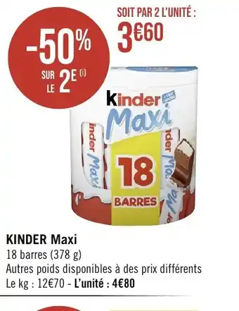 Casino Supermarchés KINDER Maxi offre