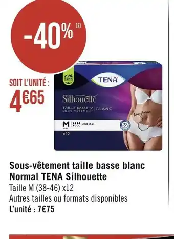 Casino Supermarchés Sous-vêtement taille basse blanc Normal TENA Silhouette offre