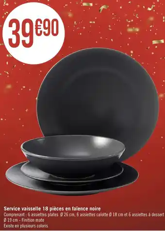 Casino Supermarchés Service vaisselle 18 pièces en faïence noire offre