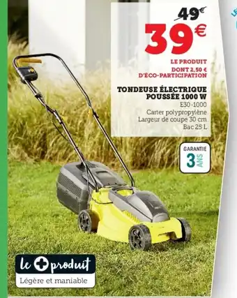Super U Tondeuse électrique poussée 1000 W offre
