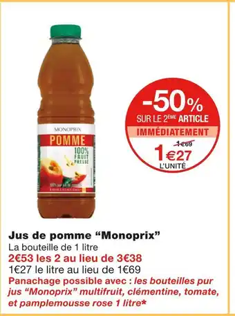 Monoprix Monoprix jus de pomme offre