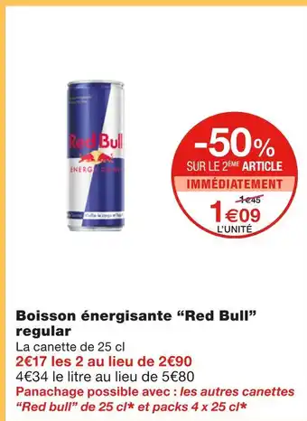 Monoprix Red bull boisson énergisante regular offre