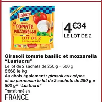 Monoprix Lustucru girasoli tomate basilic et mozzarella offre