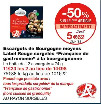 Monoprix Française de gastronomie escargots de bourgogne moyens label rouge surgelés à la bourguignonne offre