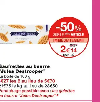 Monoprix Jules destrooper gaufrettes au beurre offre