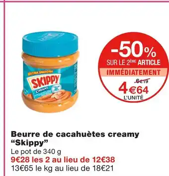 Monoprix Skippy beurre de cacahuètes creamy offre