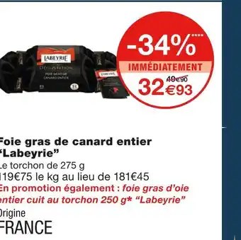 Monoprix Foie gras de canard entier offre
