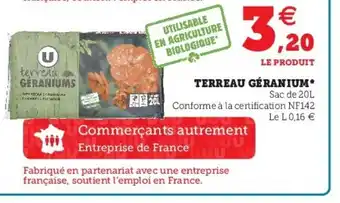 Super U Terreau Géranium offre