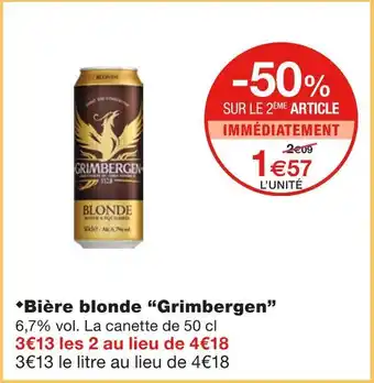 Monoprix Grimbergen bière blonde offre