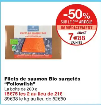 Monoprix Followfish filets de saumon bio surgelés offre