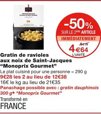 Monoprix gourmet gratin de ravioles aux noix de saint-jacques