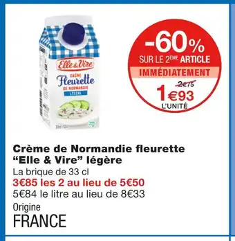 Monoprix Elle & vire crème de normandie fleurette légère offre