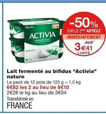 Monoprix Activia lait fermenté au bifidus nature offre