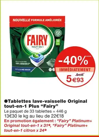 Monoprix Fairy tablettes lave-vaisselle original tout-en-1 plus offre