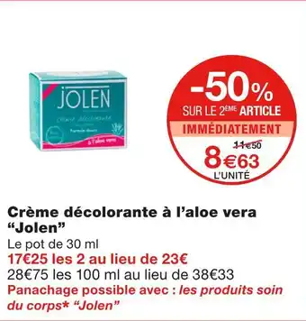 Monoprix Jolen crème décolorante à l’aloe vera offre