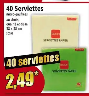Norma Rimon 40 serviettes micro-gauffrées offre