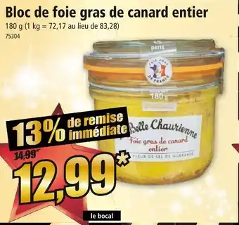 Norma La belle chaurienne bloc de foie gras de canard entier offre