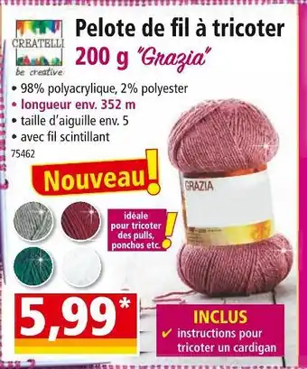 Norma Createlli pelote de fi l à tricoter 200 g ”grazia” offre