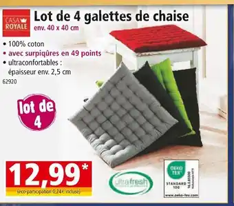 Norma Casa royale lot de 4 galettes de chaise offre