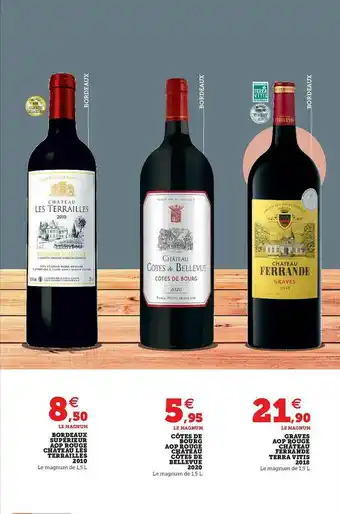 Super U Bordeaux Supérieur Aop Rouge Château Les Terrailles 2010, Côtes De Bourg Aop Rouge Château Côtes De Bellevue 2020, Graves Aop offre