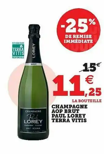 U Express Champagne Aop Brut Paul Lorey Terra Vitis offre