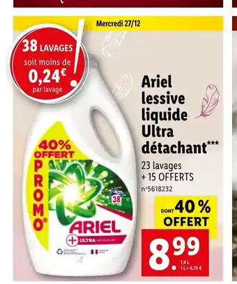 Lidl Ariel liquide Ultra détachant*** offre