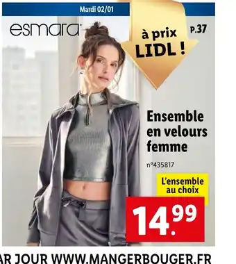 Lidl Ensemble en velours femme offre