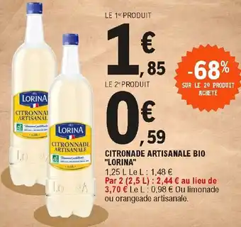 E.Leclerc Citronade Artisanale bio Lorina offre