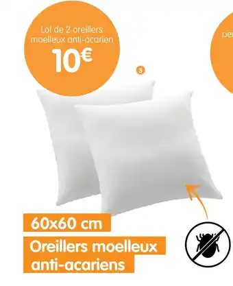 b&m Lot de 2 oreillers moelleux anti-acarien offre