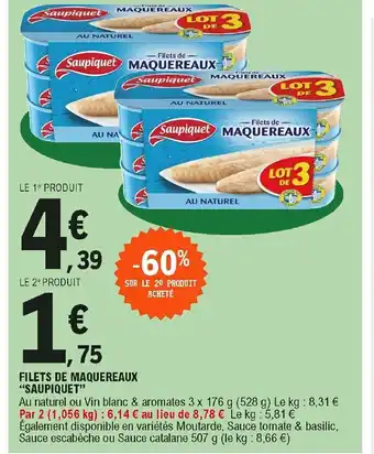 E.Leclerc Filets de Maquereaux Saupiquet offre