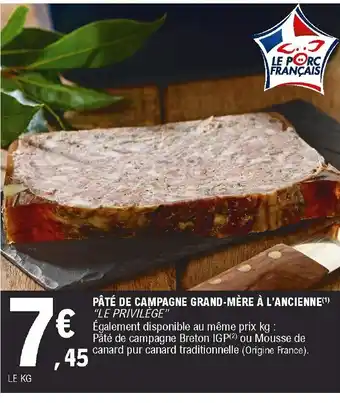 E.Leclerc Pâté de campagne grand-mére à L'ancienne offre