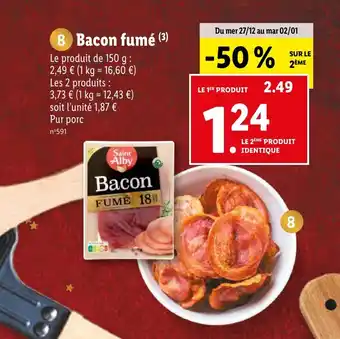 Lidl 8 Bacon fumé (³) offre