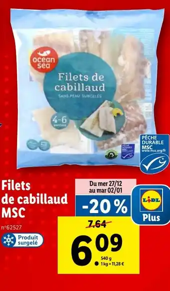 Lidl Filets de cabillaud MSC offre