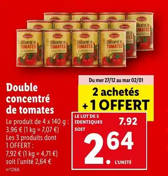 Lidl Double concentré de tomates offre