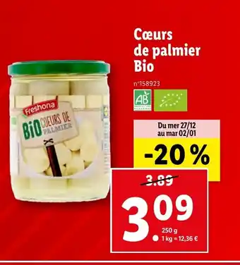 Lidl Cœurs de palmier Bio offre