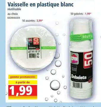 Norma Vaisselle en plastique blanc offre