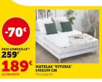 Hyper U MATELAS VITORIA 140X190 CM offre