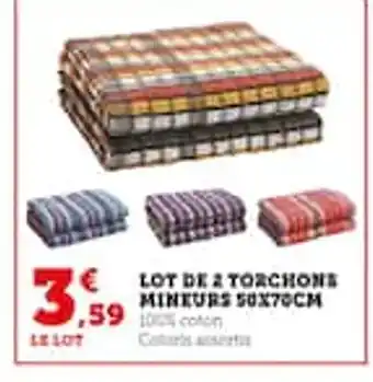 Hyper U Lot de 2 torchons mineurs offre