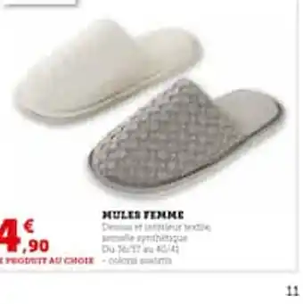 Hyper U Mules femme offre