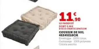 Hyper U Coussin de sol offre