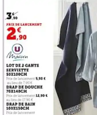 Hyper U LOT DE 2 GANTS SERVIETTE offre