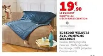 Hyper U Edredon velours avec pompons offre