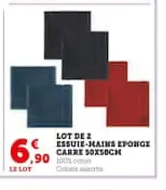 Hyper U Lot de 2 essuie mains eponge offre