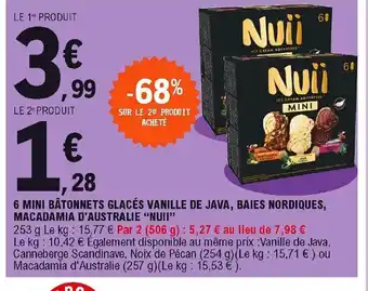 E.Leclerc 6 Mini Bâtonnets glacés vanille de java offre