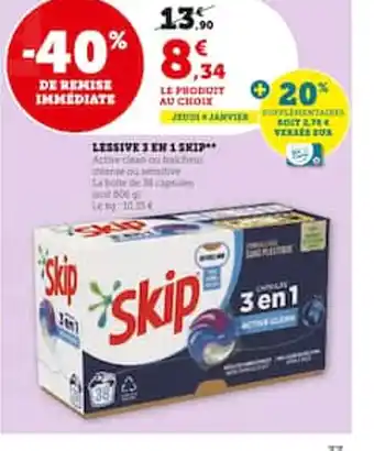 Hyper U Lessive 3 en 1 skip offre