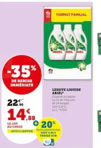 Hyper U Lessive liquide ariel offre