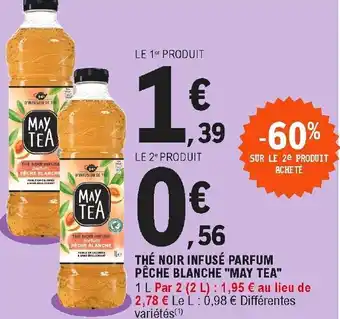 E.Leclerc Thé noir Infusé parfum Pêche blanche maytea offre