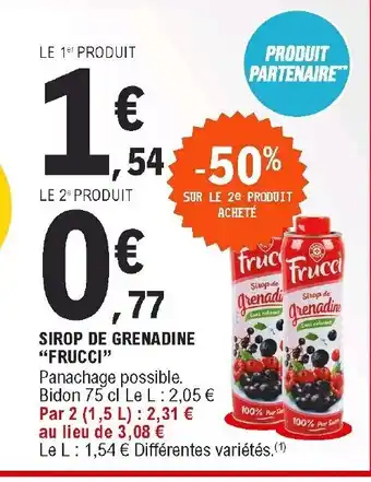 E.Leclerc Sirop de grenadine Frucci offre